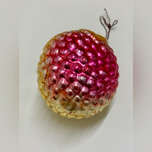 Antique Mercury Glass Pink Yellow Figural Berry Fruit Christmas Tree Ornament - Picture 13 of 16